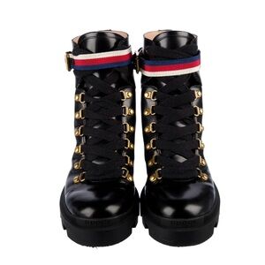 Gucci Sylvie Trip Lug Sole Combat Boots 40.5
